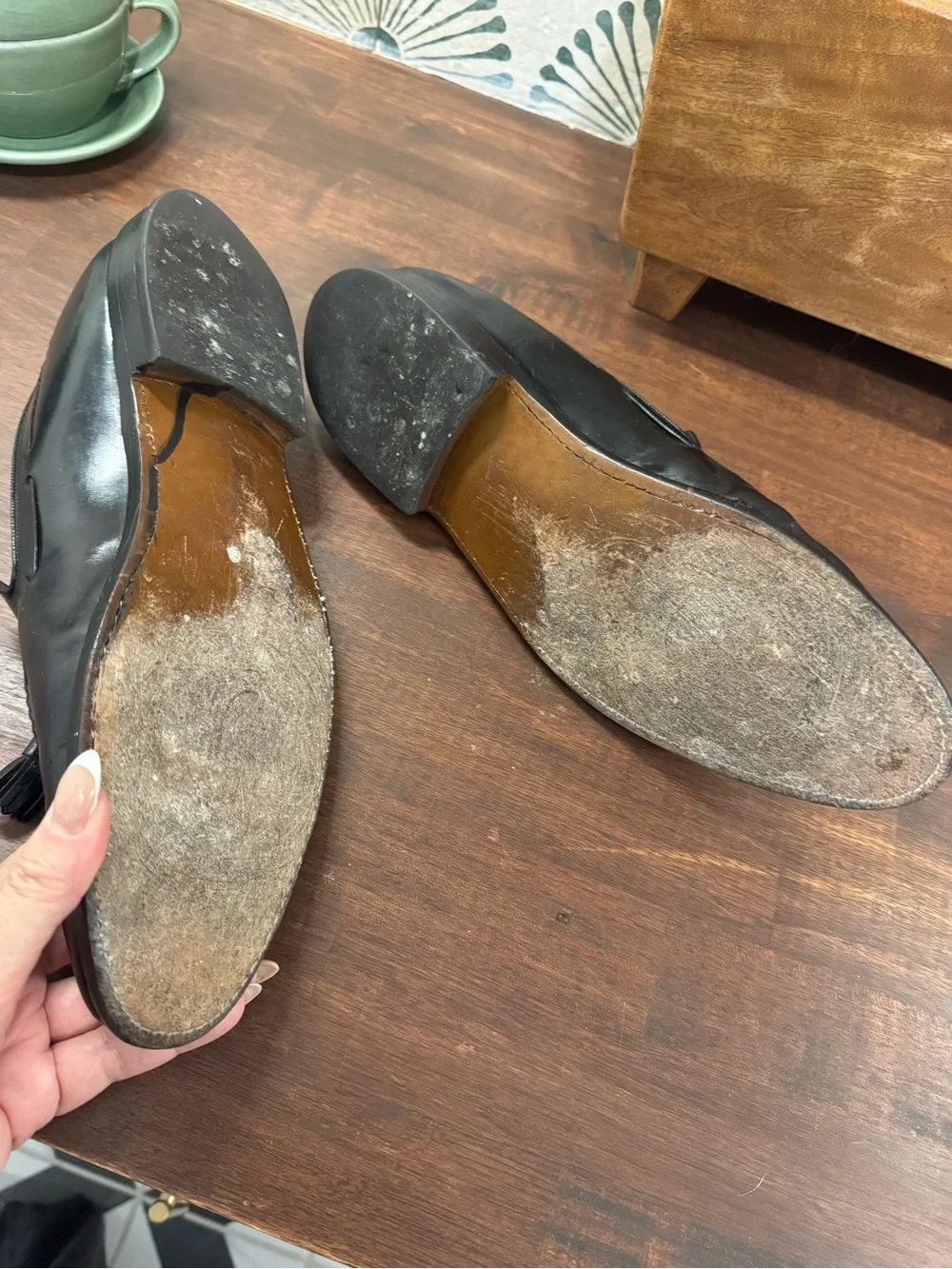 Johnston & Murphy Black Leather Tassel Loafers